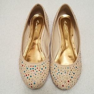 Alba Cream/Multicolor Rhinestone Flat Shoes